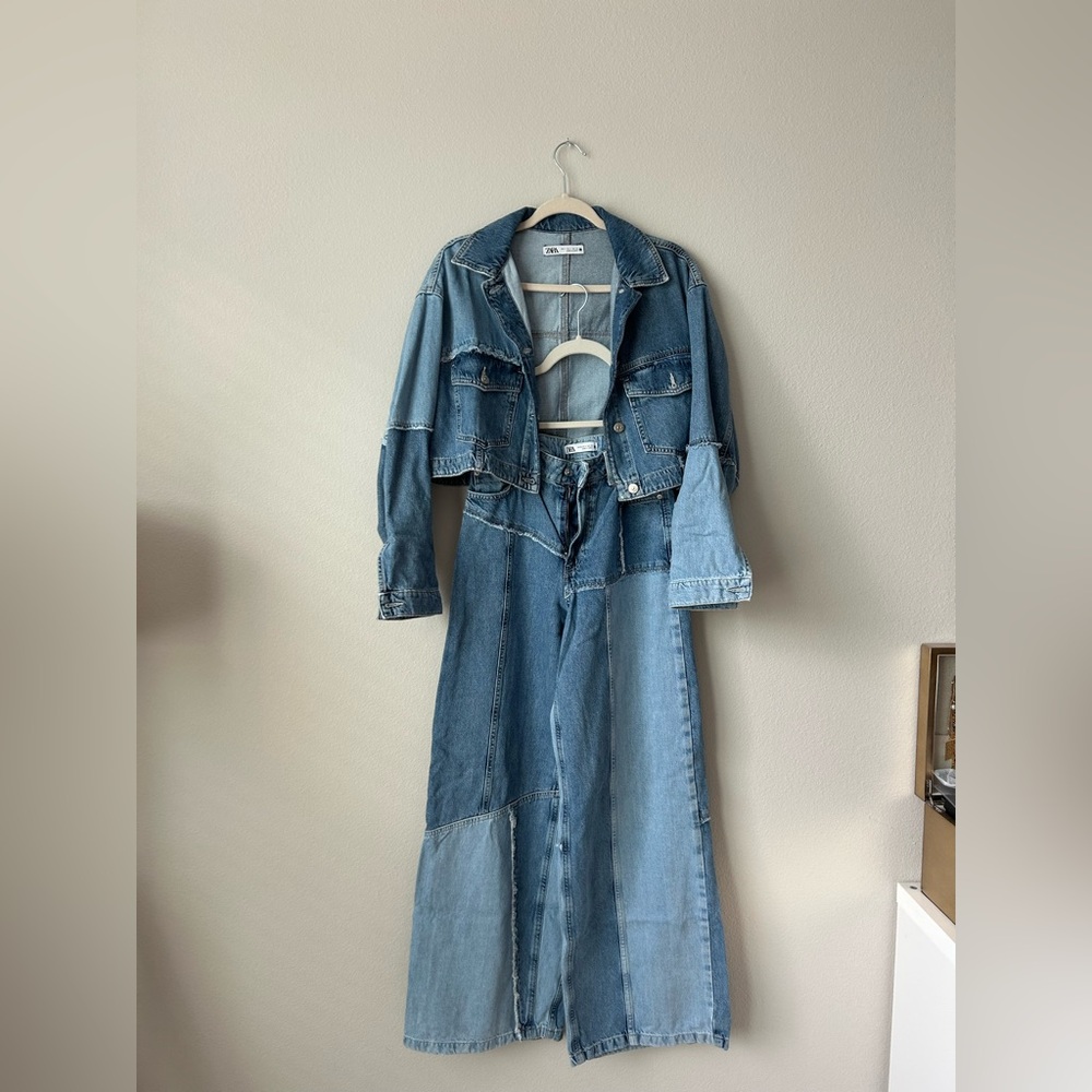 A Retro-Inspired Patchwork Denim Jacket And Jeans… - image 2